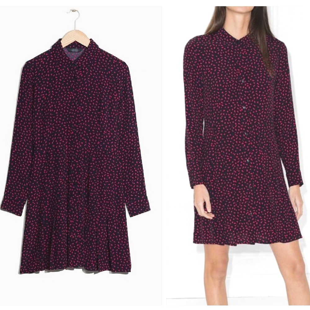 Paris Atelier & other stories Pleated Shirt Dress Heart Print